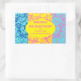 "ありがとう"ステッカー – "merci beaucoup"-デザイン1 長方形シール