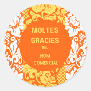 "ありがとう"ステッカー – "moltes grases"-デザイン2 ラウンドシール