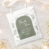 ありがとう、セージグリーンの貝殻の落書きたちよ フェイバーバッグ (クリップ留めされた状態)