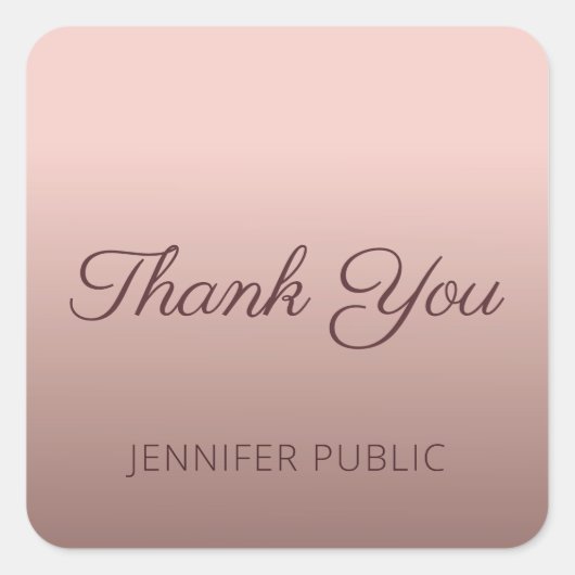 ありがとう タイプスクリプト テンプレート ローズゴールド カラー スクエアシール (正面)