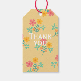 ありがとう ダイジー レトロ ブーケ パターン イエロー ギフトタグ