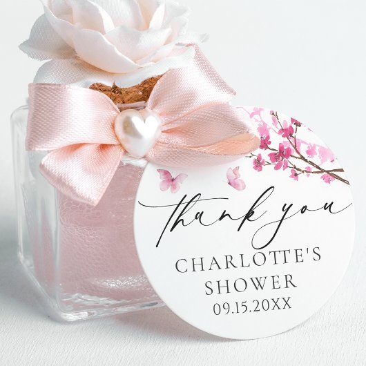 ありがとう チェリー ブルーム ピンク バタフライ ラウンドシール