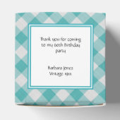 「ありがとう」ティール(緑がかった色)/ホワイトギンガムチェック柄 フェイバーボックス (上部)