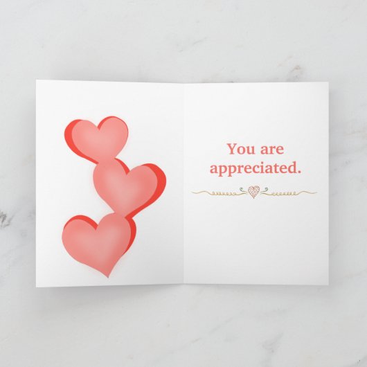 「ありがとう、ナース」とナースとハート サンキューカード (内部)