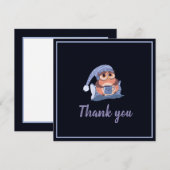 ありがとう ネイビーブルー グレー ベイビーオウル キャップ かわいい (正面/裏面)