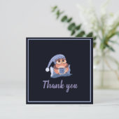 ありがとう ネイビーブルー グレー ベイビーオウル キャップ かわいい (スタンド正面)