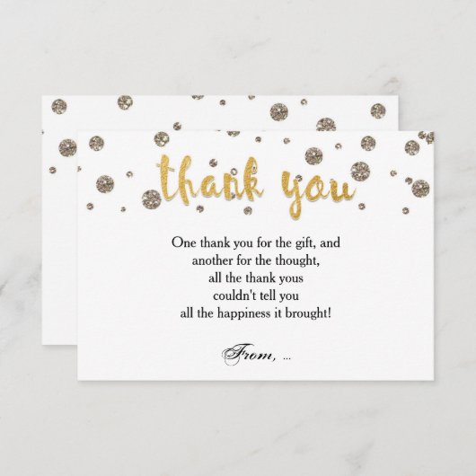 ありがとう ノートカード ゴールド＆グリッター印刷 (正面/裏面)