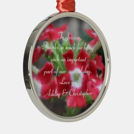 ありがとう: パーソナライズな花模様カット メタルオーナメント (右)