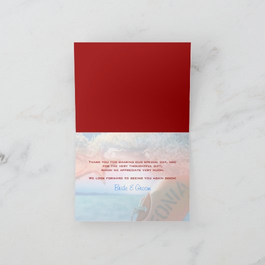 「ありがとう」ビーチをテーマにしたトロピカルなクルーズ サンキューカード (内部)