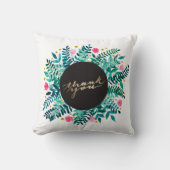 ありがとう – ピンクと緑の花模様 クッション (正面)