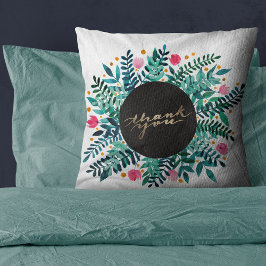 ありがとう – ピンクと緑の花模様 クッション