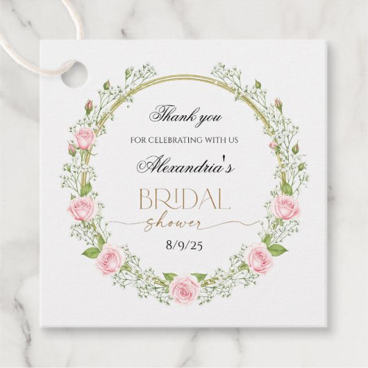 ありがとう ピンクのバラ & ワイルドフラックス フェイバータグ (正面)