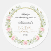 ありがとう ピンクのバラ & ワタスゲ ラウンドシール (正面)