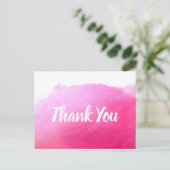 ありがとう ピンクの水彩アート 名言 ポストカード (スタンド正面)