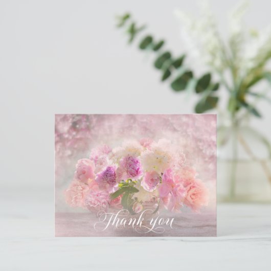 ありがとう ピンクの芍薬の花瓶 ポストカード (スタンド正面)