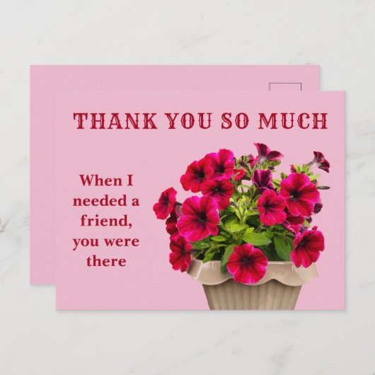ありがとう ピンクの花のポストカード ポストカード (正面/裏面)