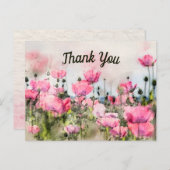 ありがとう ピンクの花の水彩 ポストカード (正面/裏面)