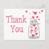 ありがとう ピンクハート ヴィンテージ メイソンジャー ラブ ポストカード (正面)
