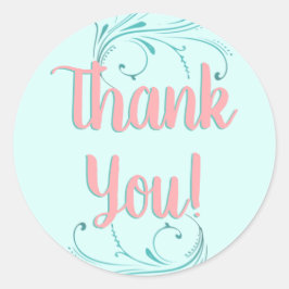 ありがとう！ピンク、アクア、ターコイズのモダン ラウンドシール