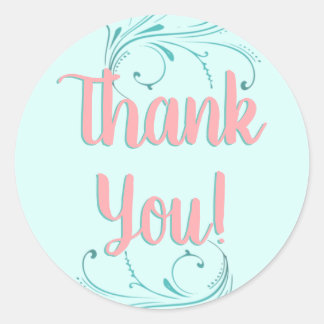 ありがとう！ピンク、アクア、ターコイズのモダン ラウンドシール