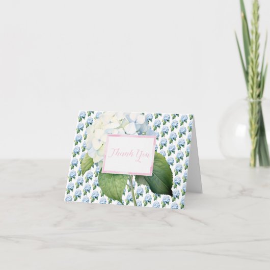 ありがとう ピンク ブルー 紫陽花 折り紙カード サンキューカード (正面)