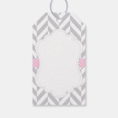 ありがとう – ピンク、白い灰色の象の赤ちゃんシャワー ギフトタグ (裏面)