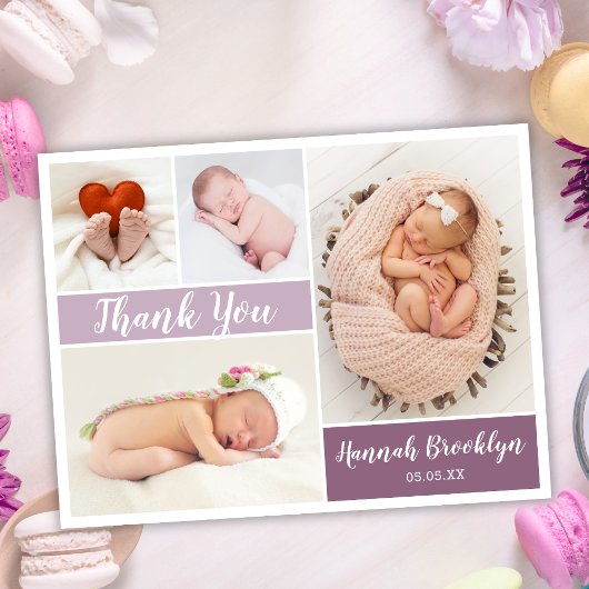 ありがとう フォト コラージュ 誕生 案内ポストカード