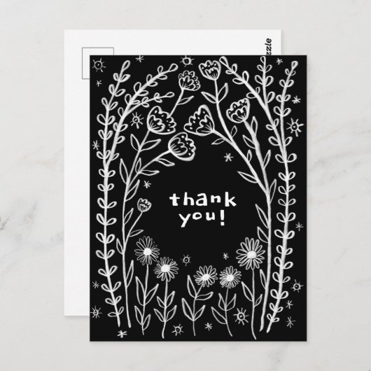 ありがとう フラワーフィールドのスケッチイラスト ポストカード (正面/裏面)