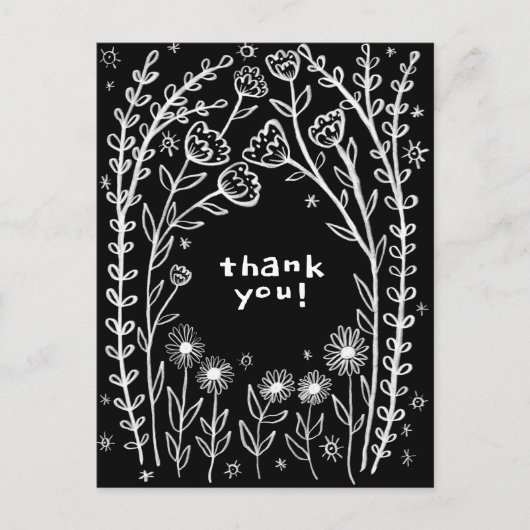 ありがとう フラワーフィールドのスケッチイラスト ポストカード (正面)