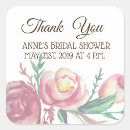 ありがとう、フローラブライダルシャワーシール スクエアシール