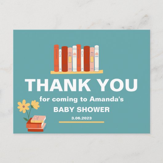 ありがとう ブックス アンド フラワー ベイビー シャワー ポストカード (正面)