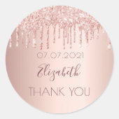ありがとう ブライダルシャワーローズゴールドグリッター垂れ ラウンドシール (正面)