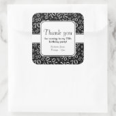 ありがとう：ブラック70番誕生日ナンバーパターン スクエアシール (バッグ)