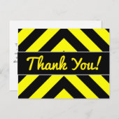 "ありがとう!" +ブラック&イエローシェブロンのようなパターン ポストカード (正面/裏面)
