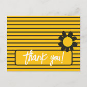 ありがとう ブラック イエロー フラワーズ ポストカード (正面)