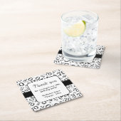 ありがとう:ブラック/ホワイト70番乱数パターン スクエアペーパーコースター (インサイチュ)