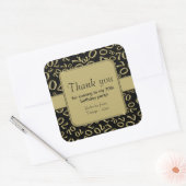 ありがとう：ブラック/金ゴールド70番目の誕生日番号パターン スクエアシール (封筒)