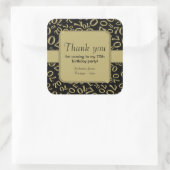 ありがとう：ブラック/金ゴールド70番目の誕生日番号パターン スクエアシール (バッグ)