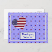 "ありがとう、ベテラン" 赤白青のハート ポストカード (正面/裏面)