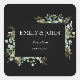 ありがとう ボタニカル ユーカリ ゴールドリーフ デザイン スクエアシール