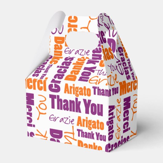 ありがとう マルチリンガル ワード コラージュ パープル オレンジ フェイバーボックス (正面サイド)