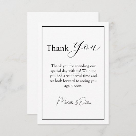 ありがとう - ミニマル・カリグラフィー・結婚式 サンキューカード (正面/裏面)
