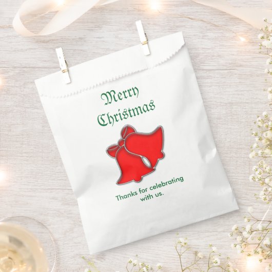 ありがとう、メリークリスマスレッドベルあなたのメッセージ フェイバーバッグ (クリップ留めされた状態)