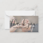 ありがとう、モダンなカリグラフィー結婚式のフェード写真 ノートカード (正面)
