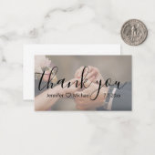 ありがとう、モダンなカリグラフィー結婚式のフェード写真 ノートカード (正面/裏面インサイチュ)