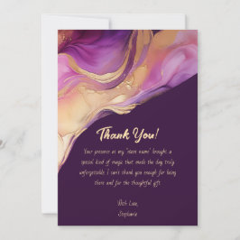 ありがとう - モダンアブストラクト パープル ピンク ゴールド - 招待状