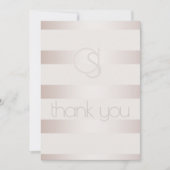 ありがとう – モダン赤面発光ストライプモノグラム サンキューカード (正面)