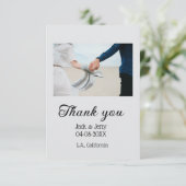 ありがとう モダン シンプル ウェディング カップル 名前 メッセージ サンキューカード (スタンド正面)