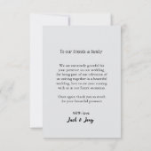 ありがとう モダン シンプル ウェディング カップル 名前 メッセージ サンキューカード (裏面)