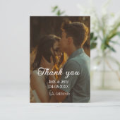 ありがとう モダン シンプル ウェディング カップル 名前 メッセージ サンキューカード (スタンド正面)